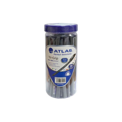 Atlas Tri Grip 0.7mm Black In Ball Pen 30 Pieces