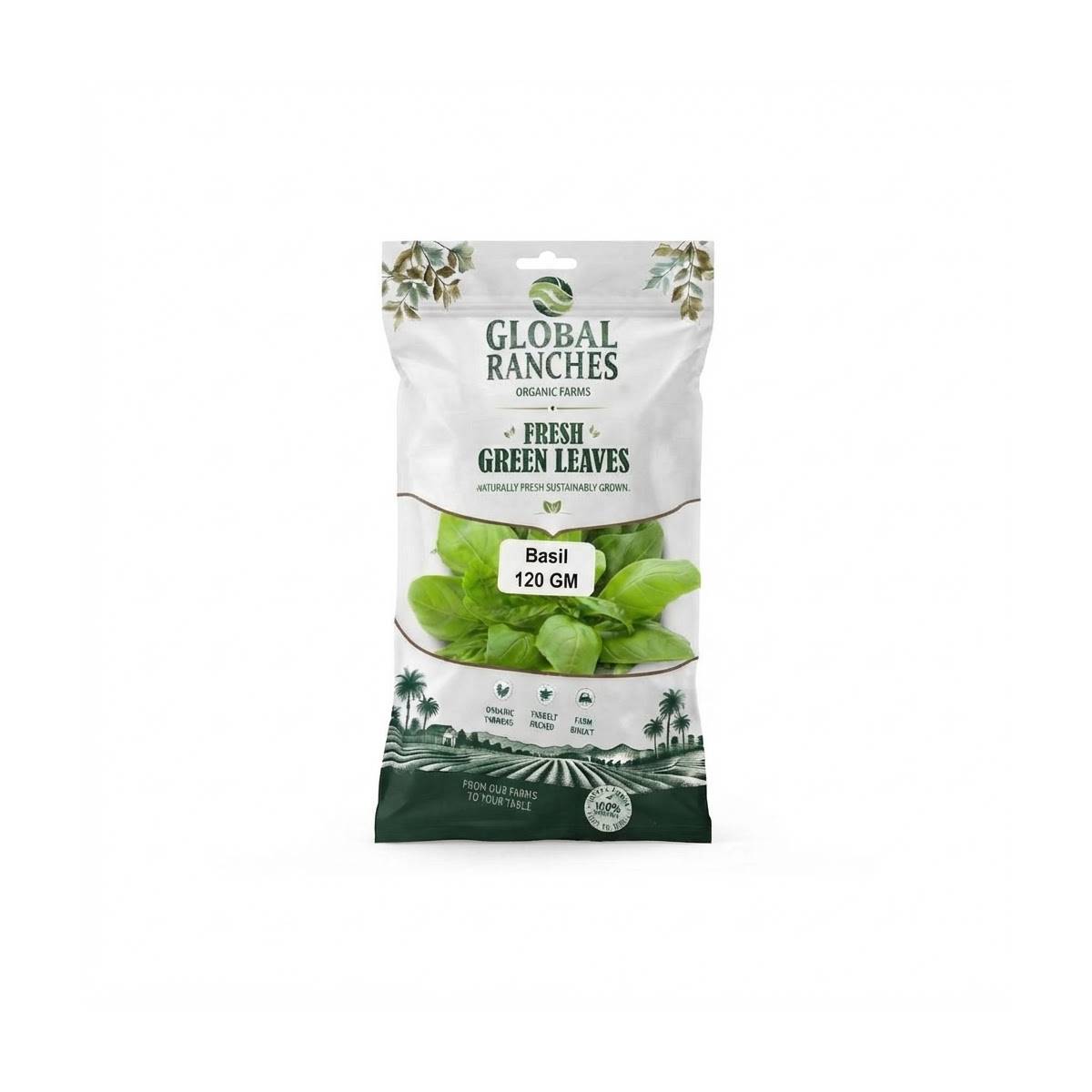 Fresh Green Basil Leaves 120gm