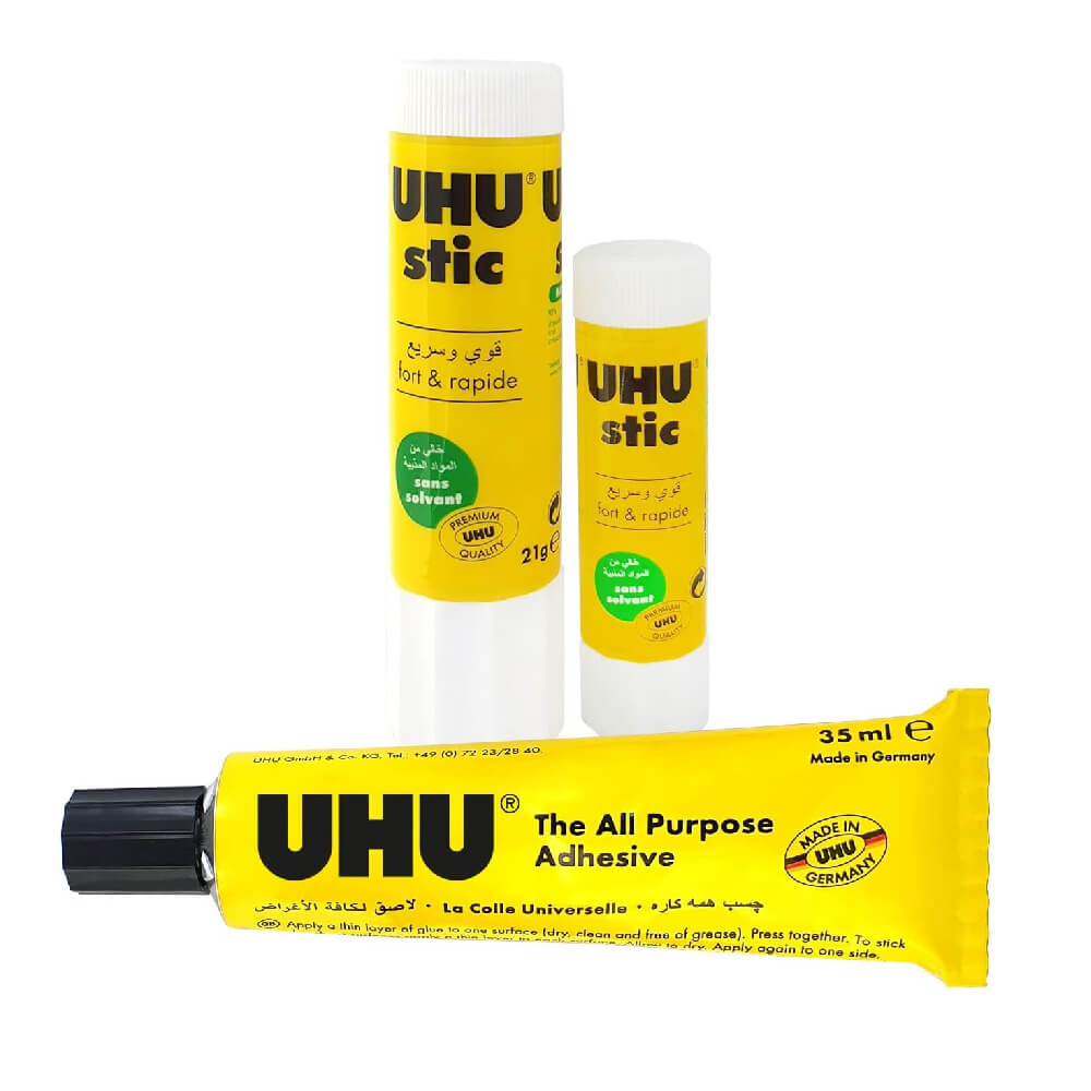 UHU Glue Stick Solvent Free 21Gm + Glue Stick 8.2Gm + All Purpose Glue 35Ml
