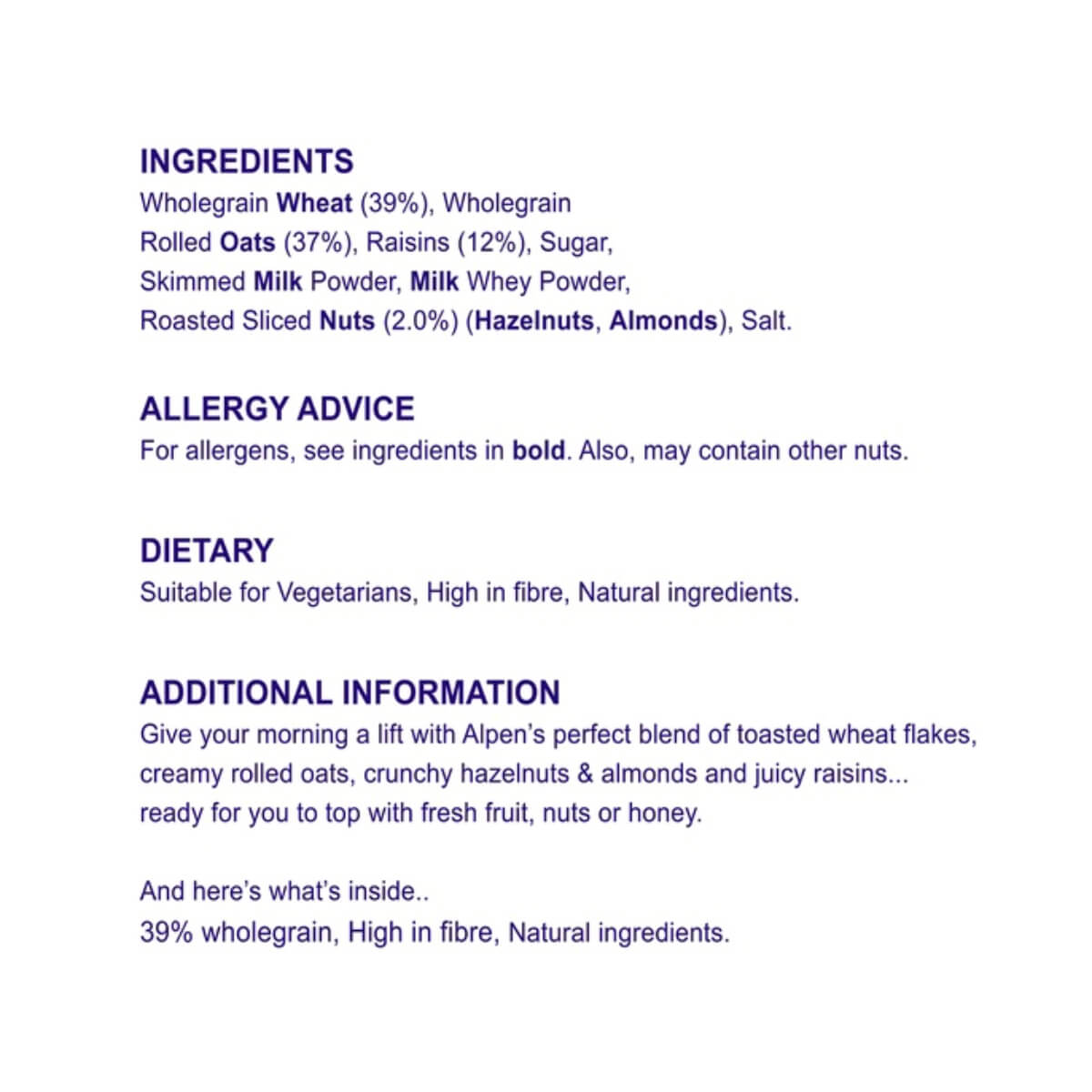 Alpen Swiss Style Muesli Original Recipe 550g