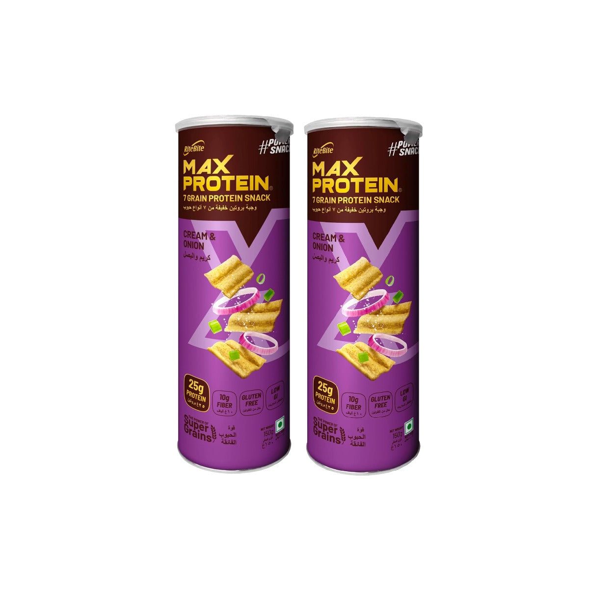 Rite Bite Max Protein Snack Cream & Onion Chips 2x150g