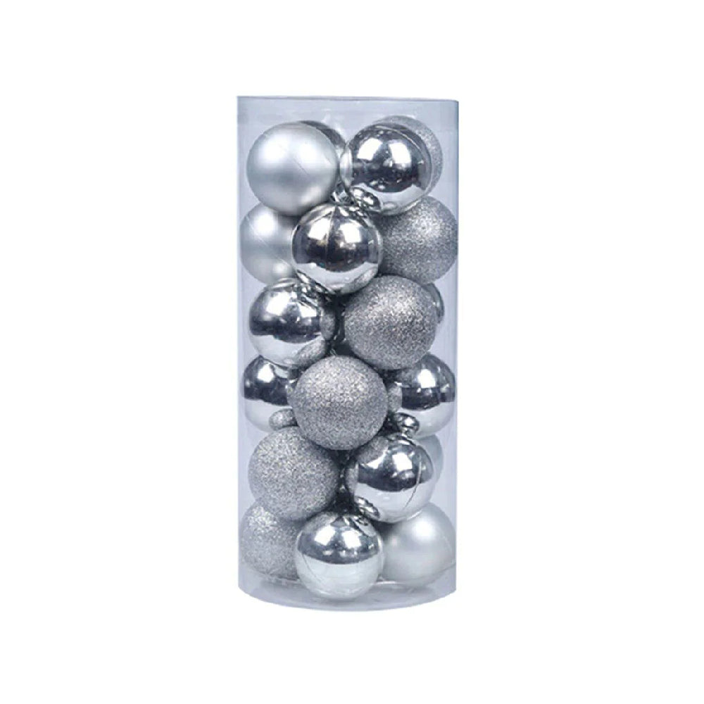 X'Mas Balls Silver 4Cm 24 Pcs