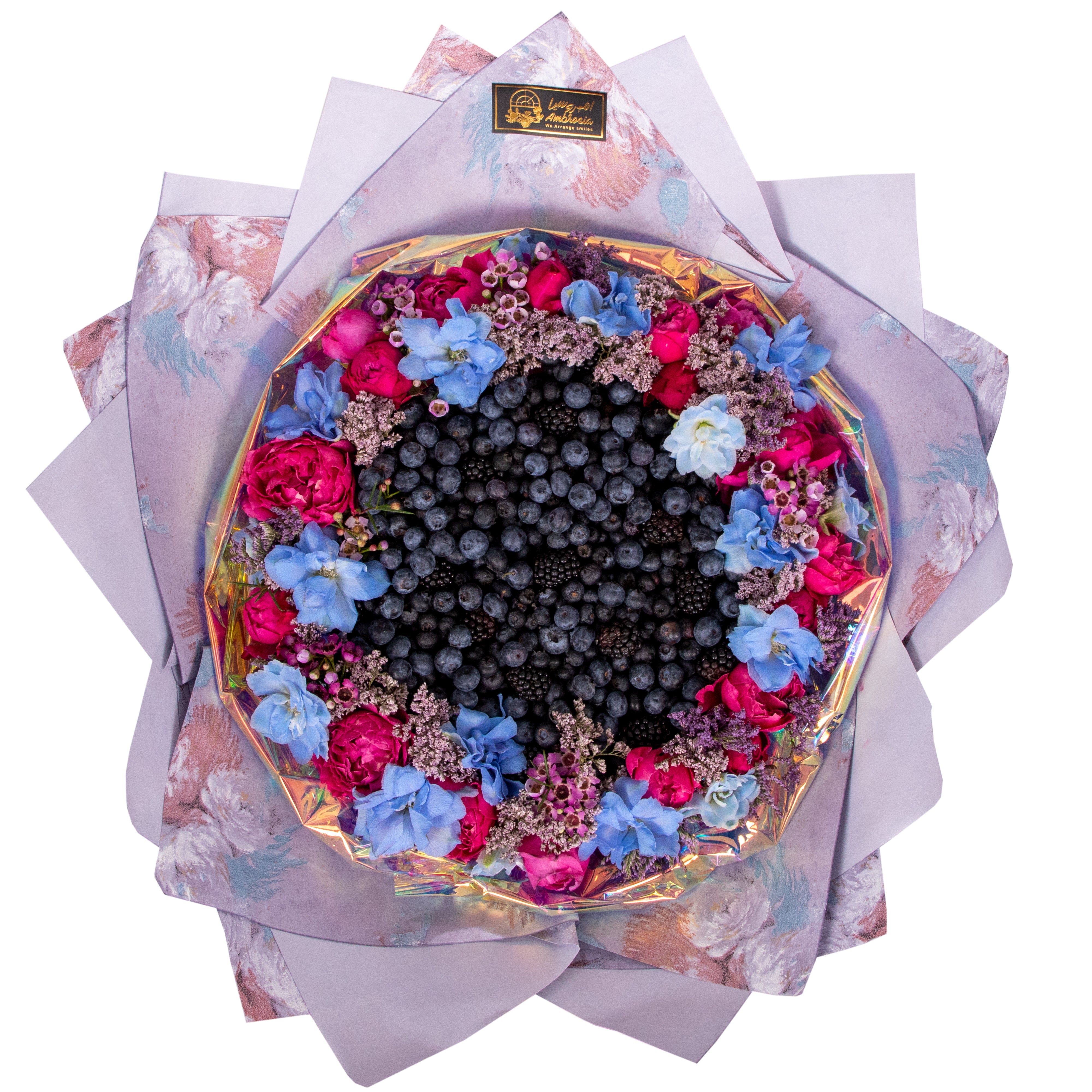 Celebration Spirit Fruit & Flower Bouquet (Purple)