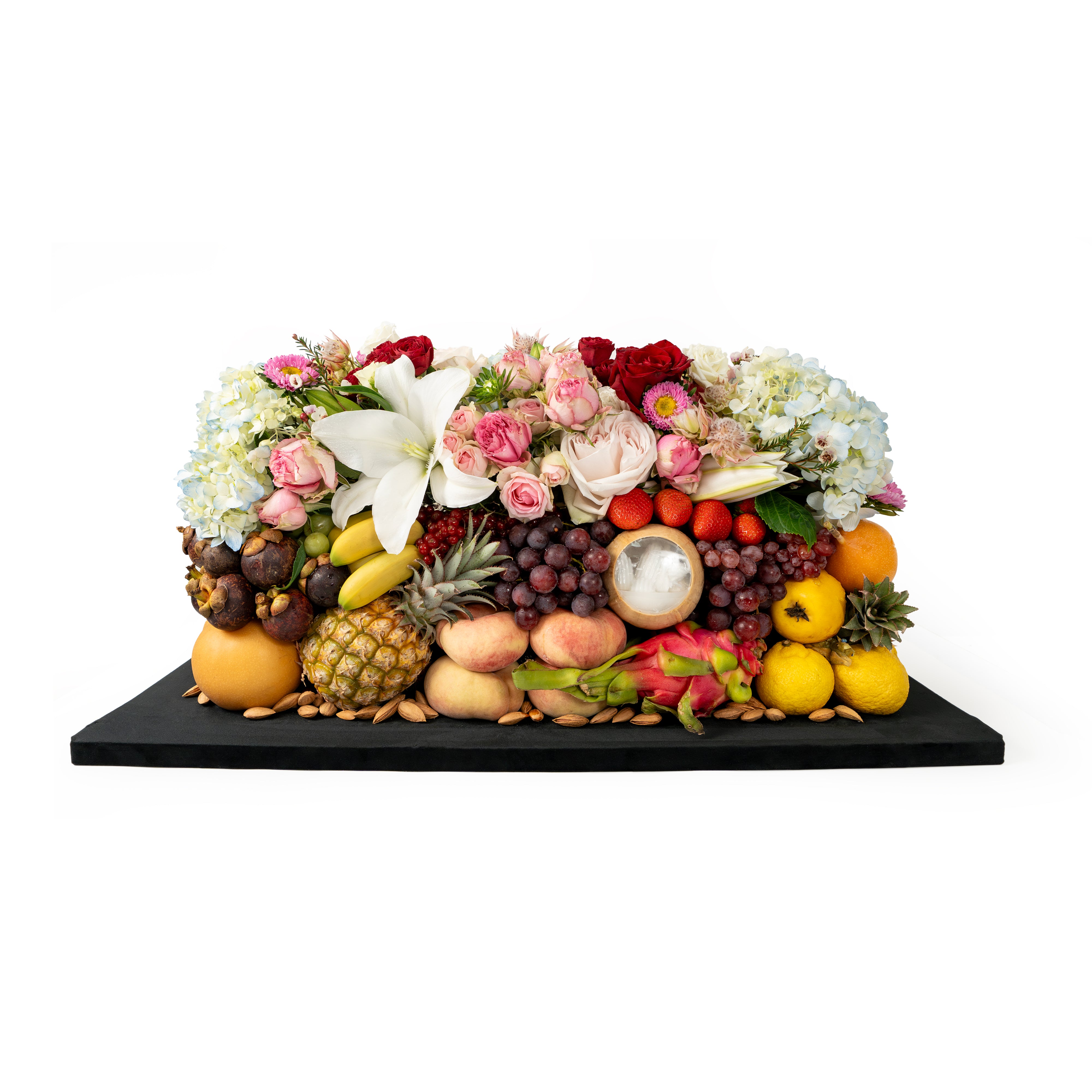 Half Flowers & Half Fruits Arrangement