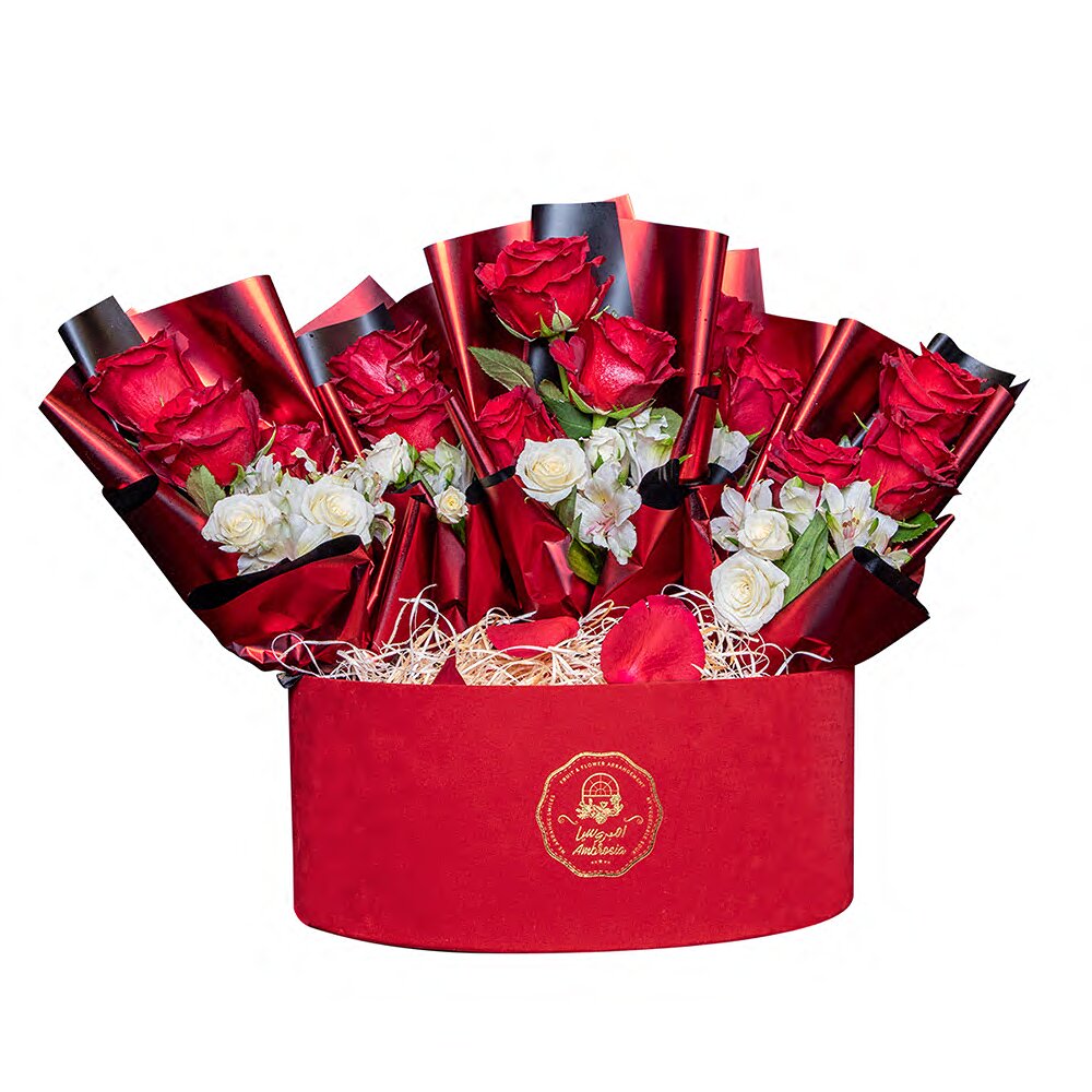 The Forever Five Red and White Roses