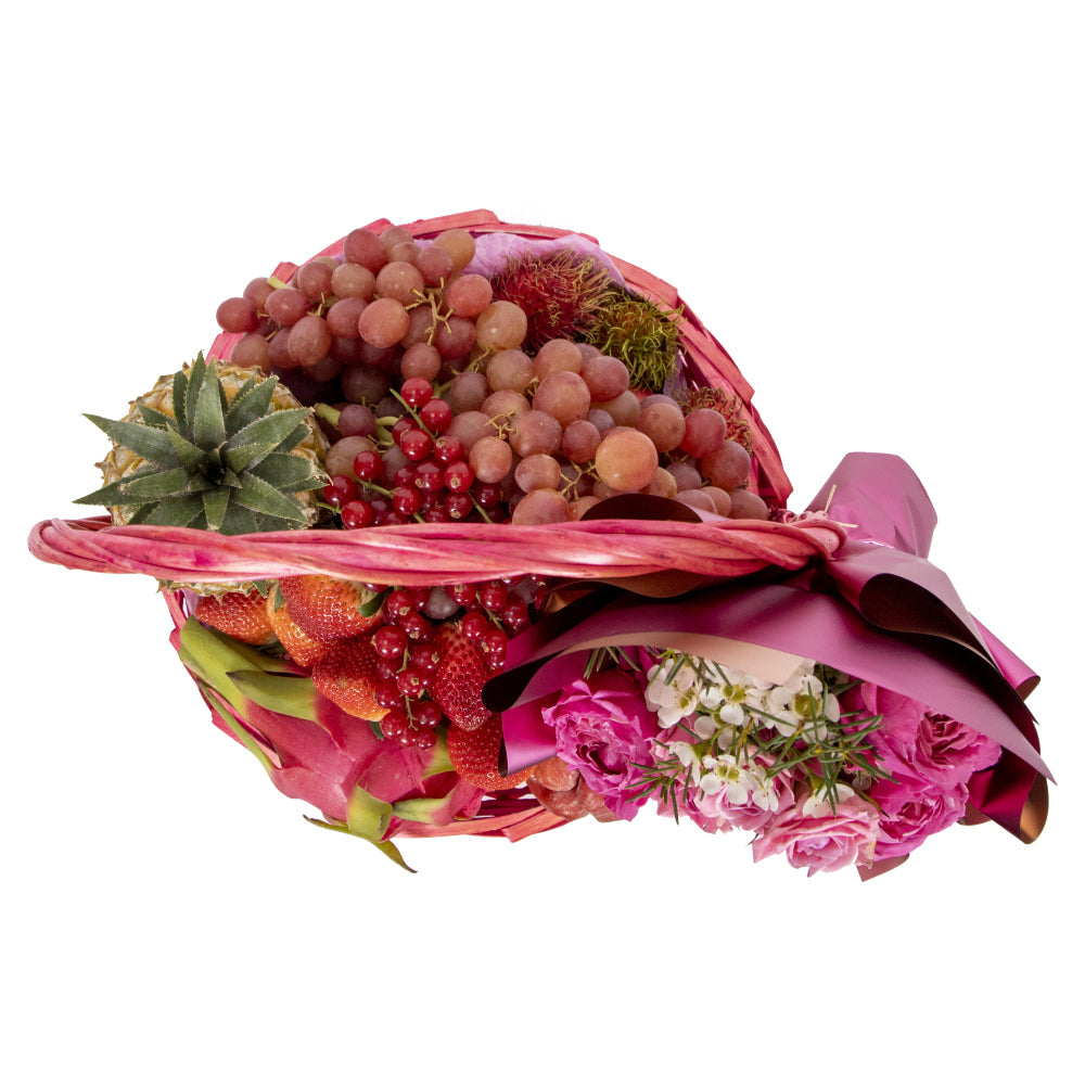 Pink Floral Day Fruits Basket