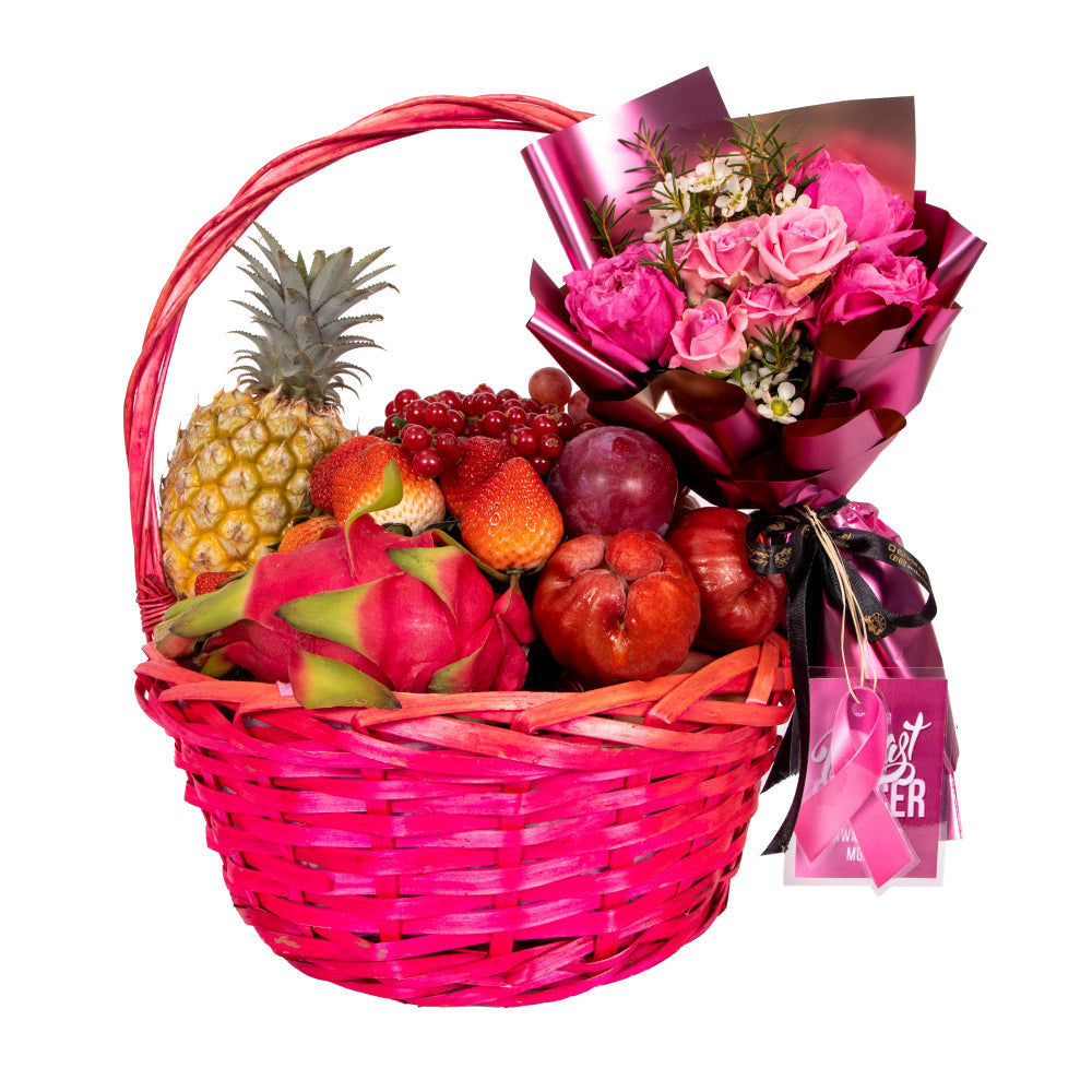 Pink Floral Day Fruits Basket