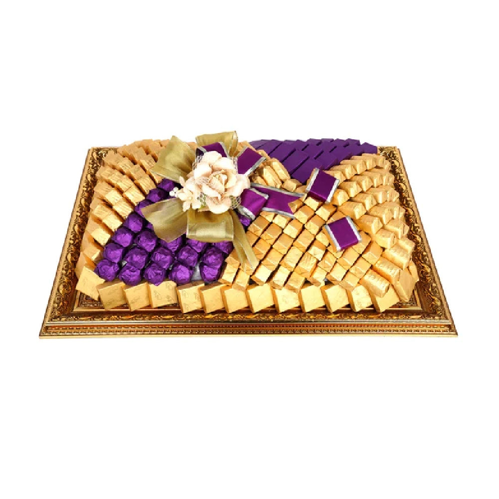 Chocolate Tray Ceramic with Gold Handle