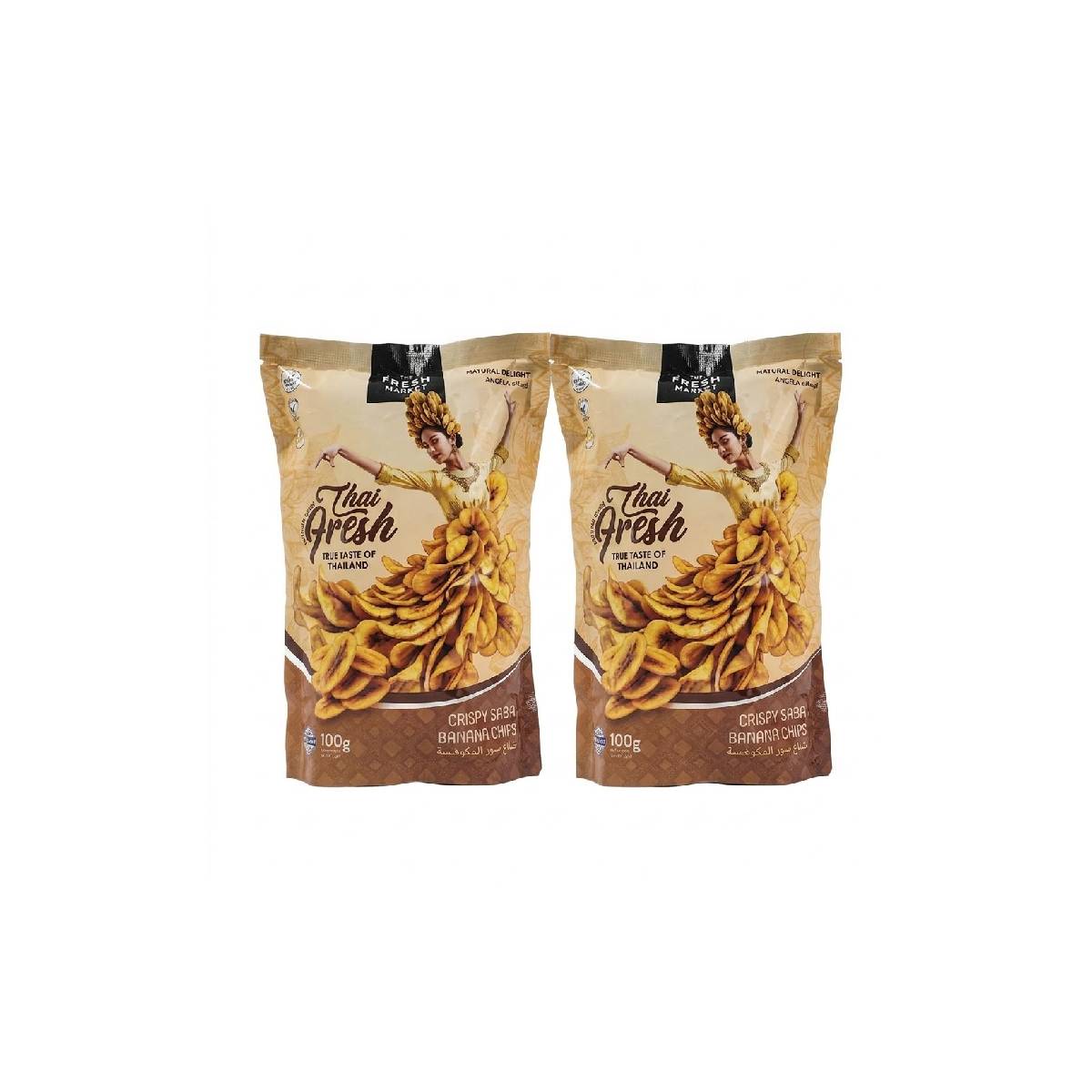 The Fresh Market Natural Crispy Saba Banana Chips Thailand 2x100g