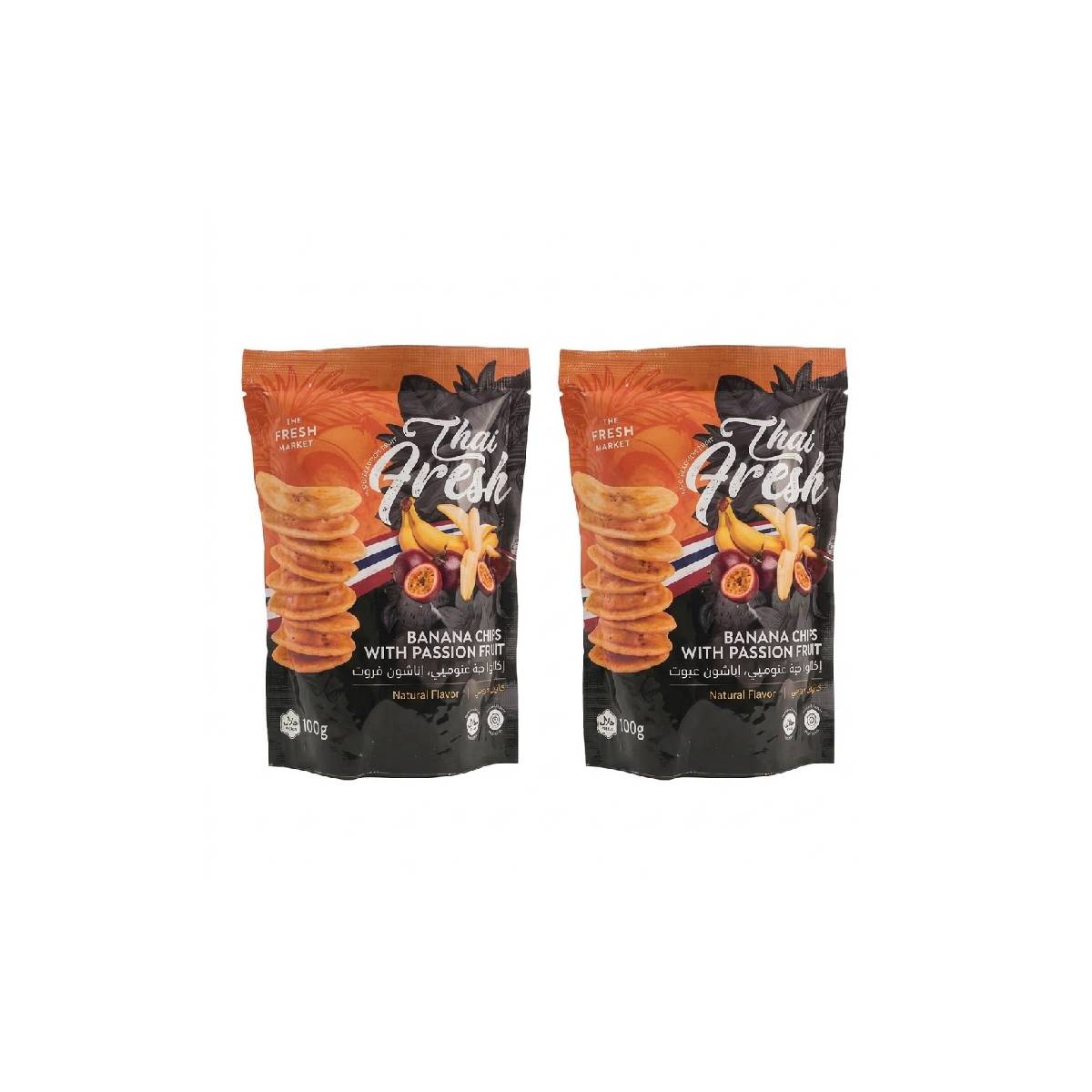 The Fresh Market Crispy Saba Banana Chips With Passion Fruits Thailand 2x100g