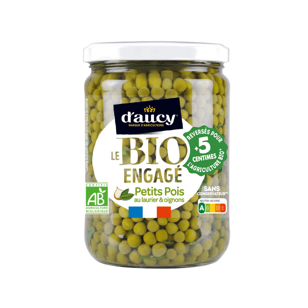 D'aucy Org Peas w/ Bay Leaf&Onions w/o salt 530G