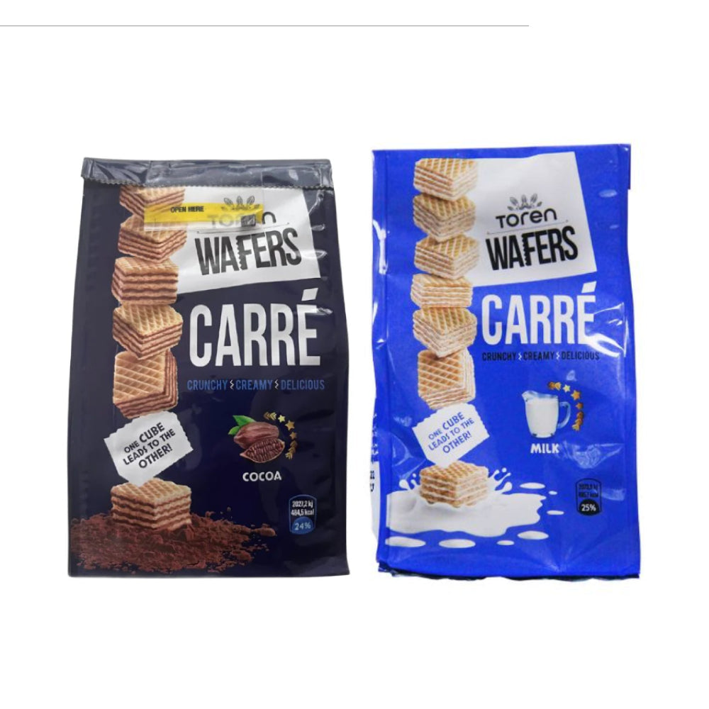 Toren Carre Mix Cocoa and Milk Wafers 2x125gm