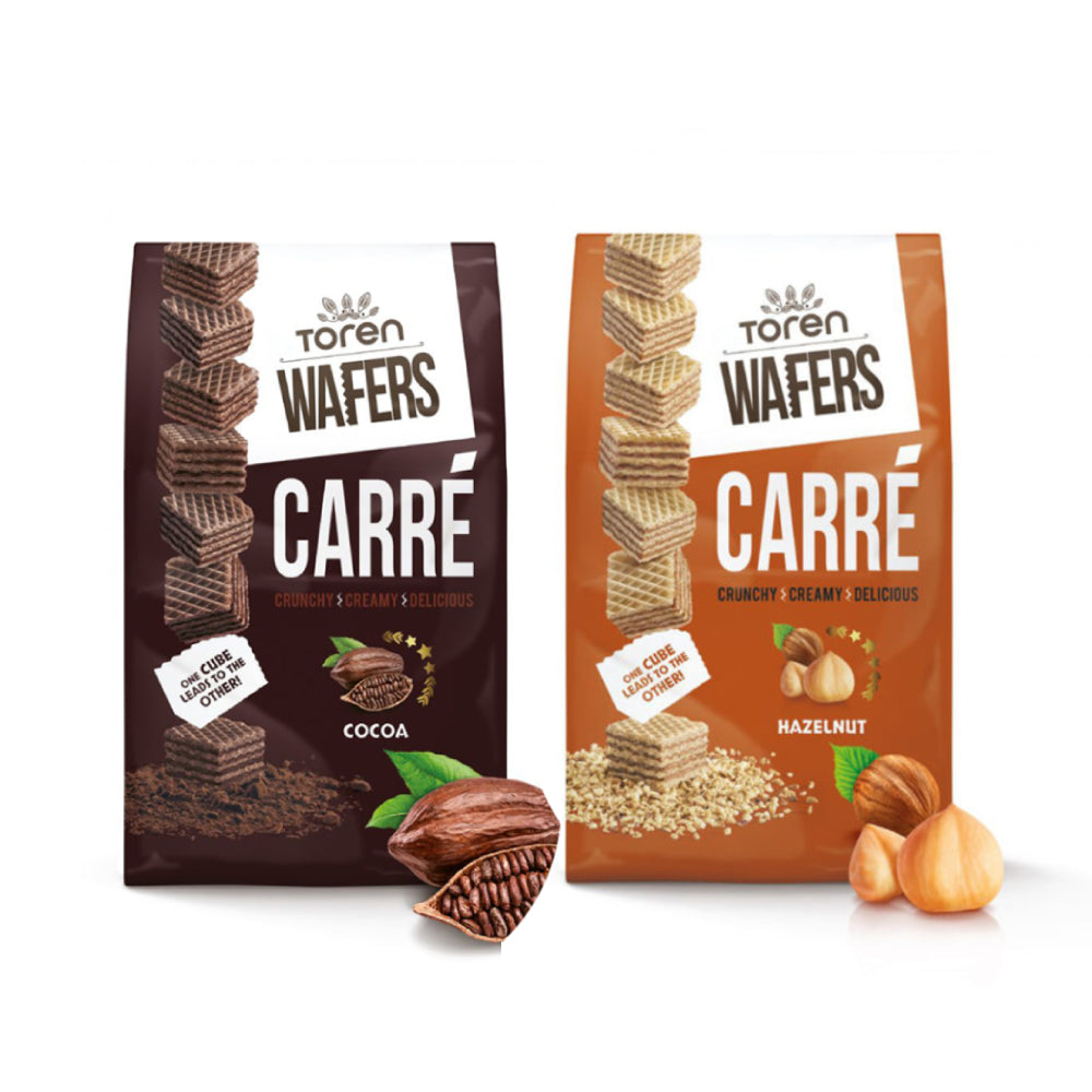 Toren Carre Mix Cocoa and Hazelnut Wafers 2x125gm
