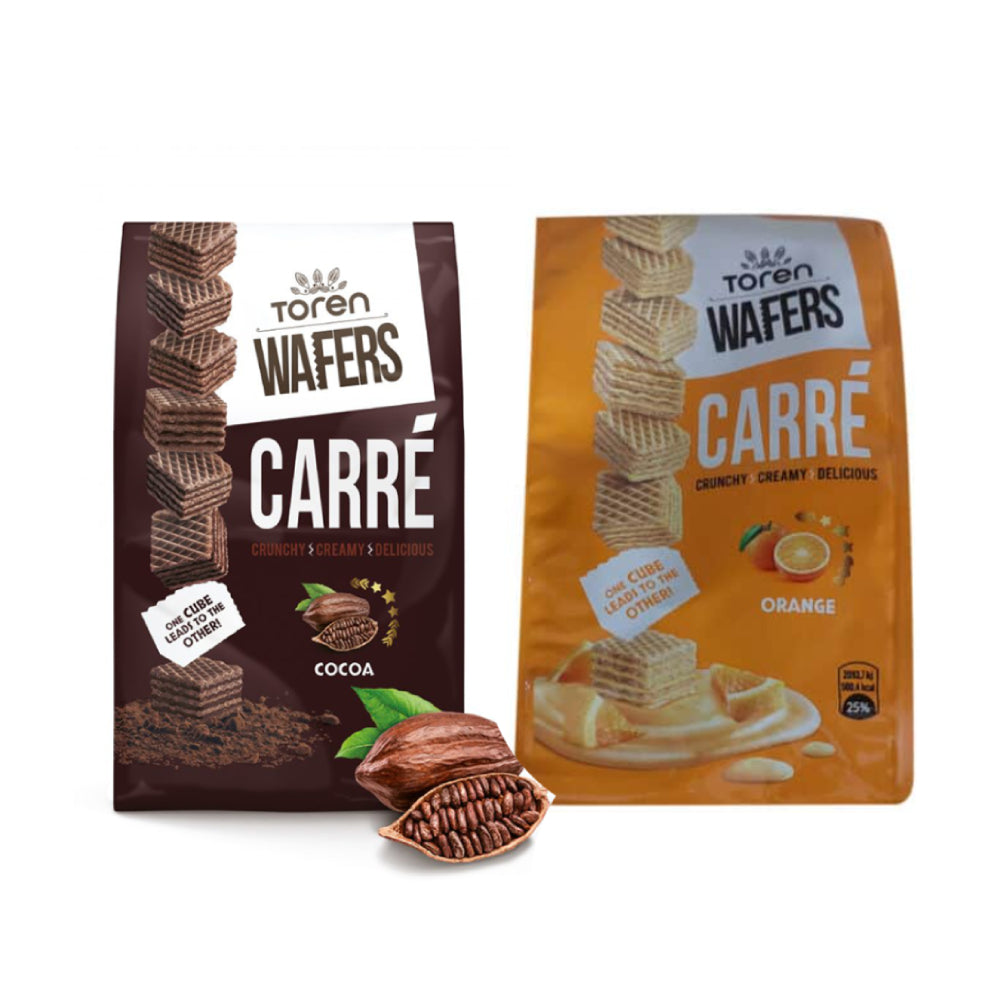 Toren Carre Mix Cocoa and Orange Wafers 2x125gm