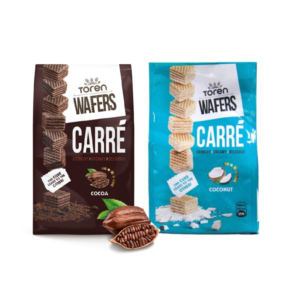 Toren Carre Mix Cocoa and Coconut Wafers 2x125gm