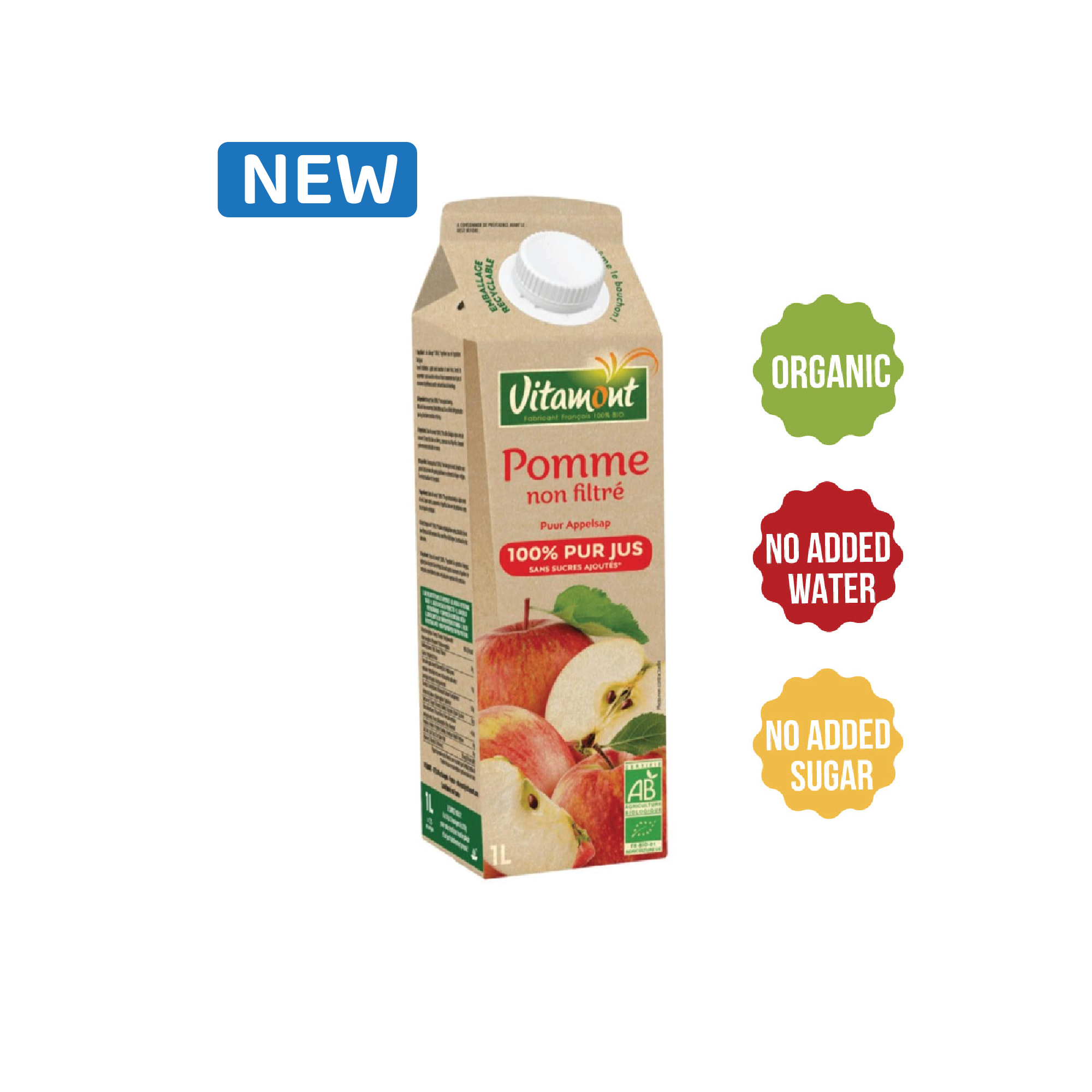 Vitamont Organic Pure Apple Juice 1L