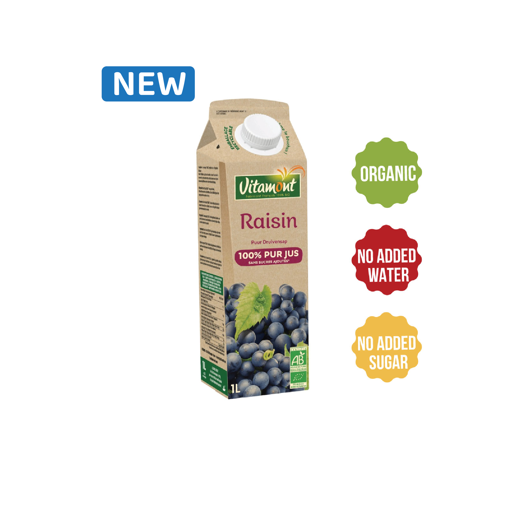 Vitamont Organic Pure Grape Juice 1L