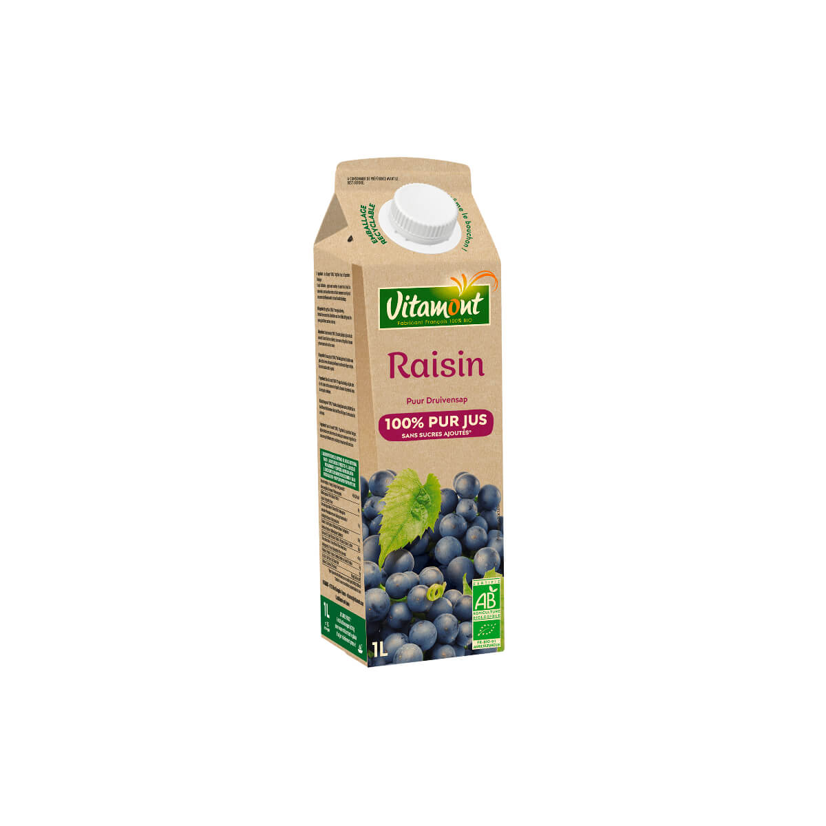 Vitamont Organic Pure Grape Juice 1L
