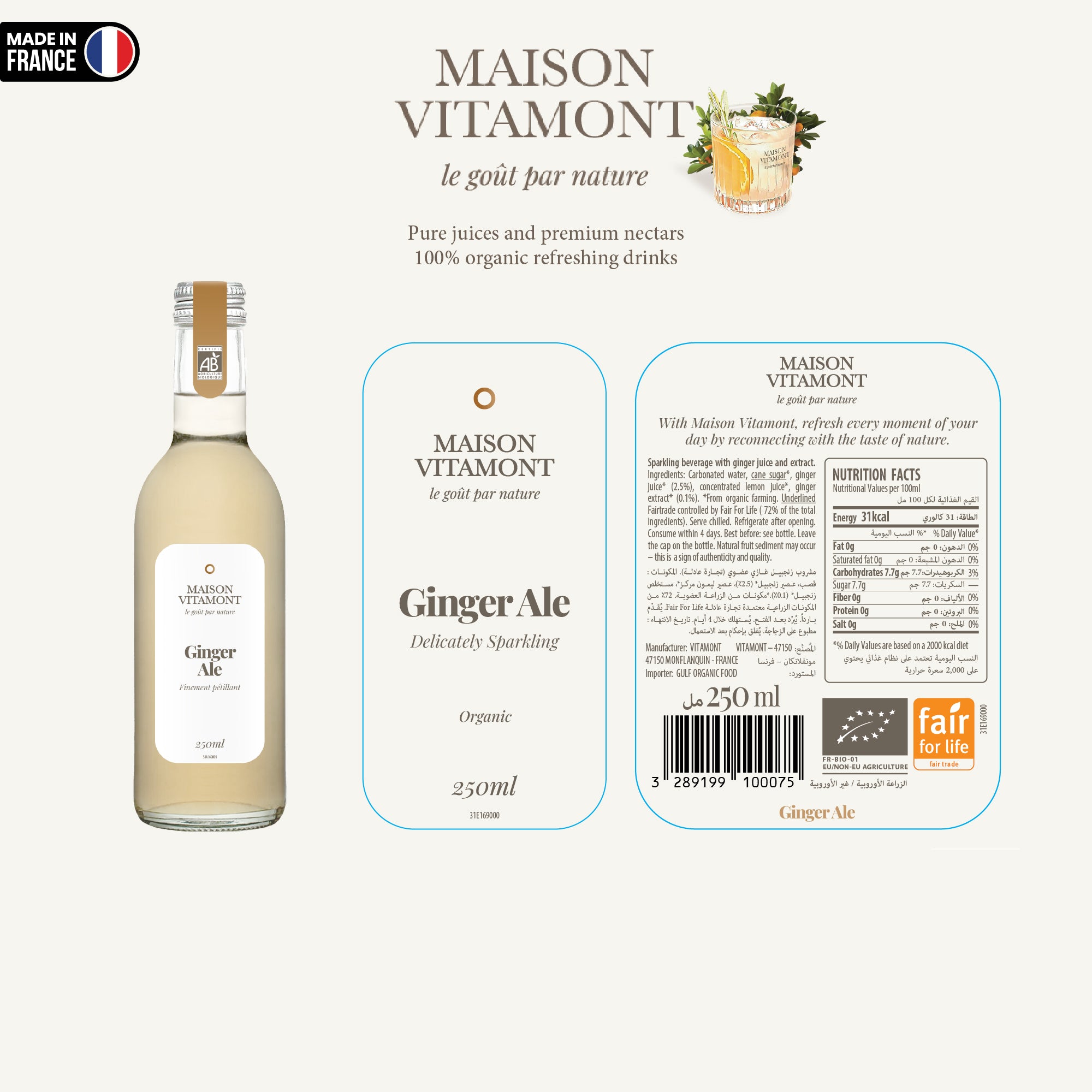 Maison Vitamont Ginger Ale Sparkling 250ml