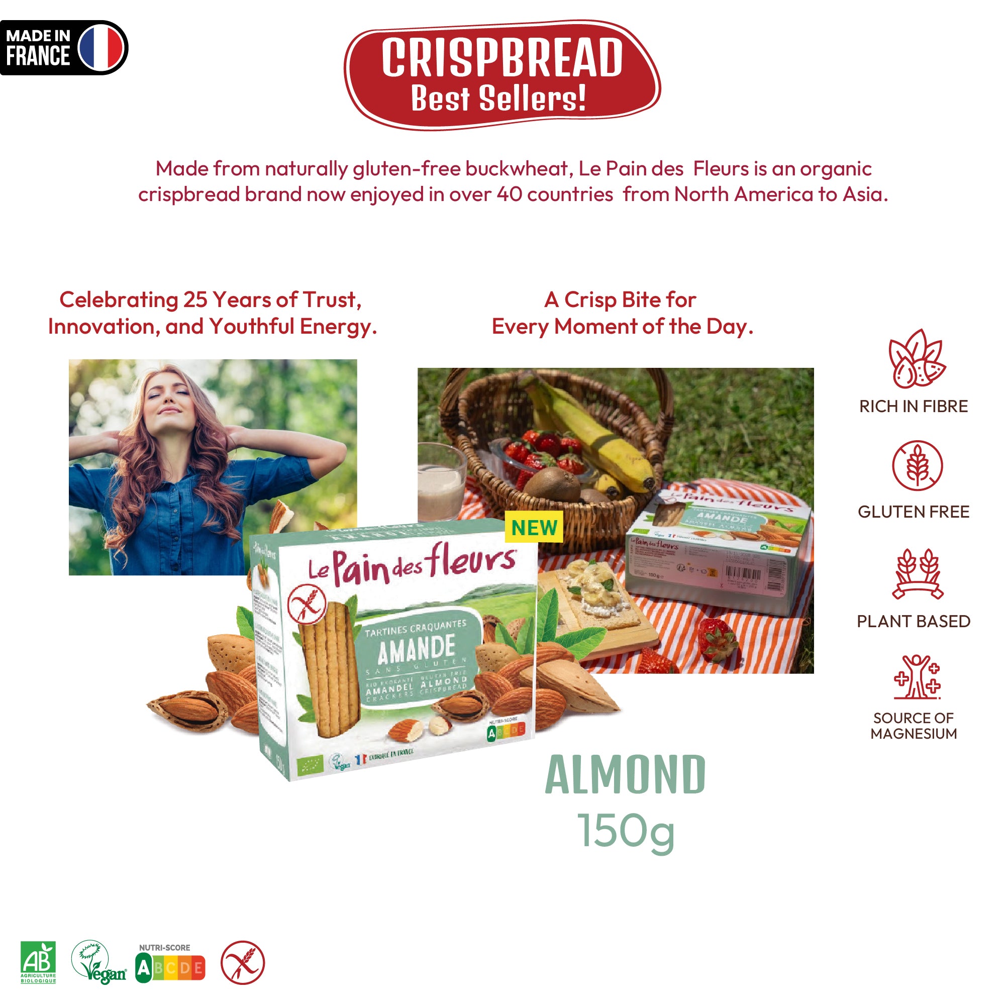 Le Pain Des Fleurs Almond Crispbread 150g
