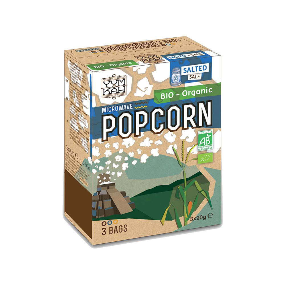 Yum Kah Organic Microwave Salted Popcorn 3x90gm