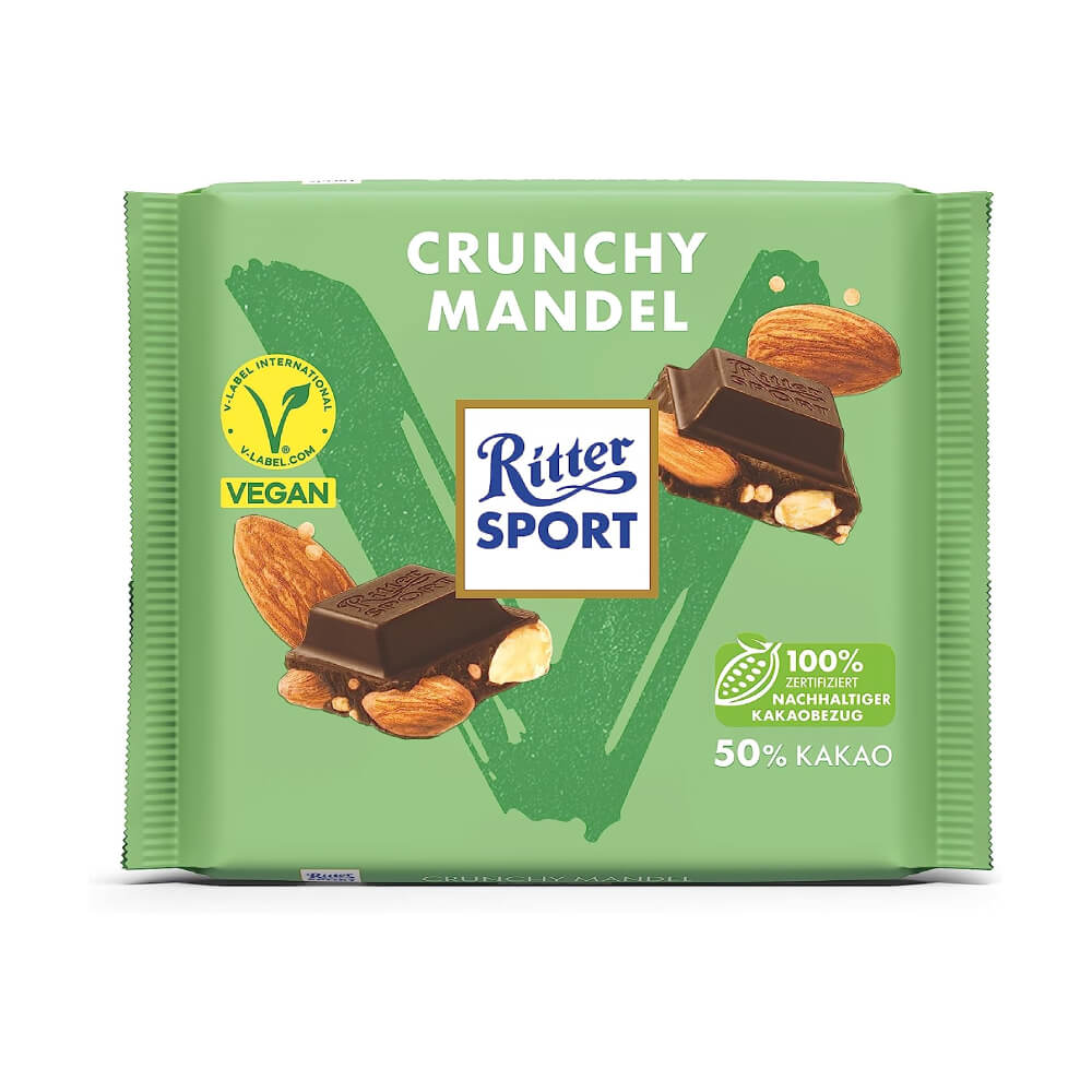 Ritter Sport Vegan Dark Crunchy Almonds Chocolate 100gm