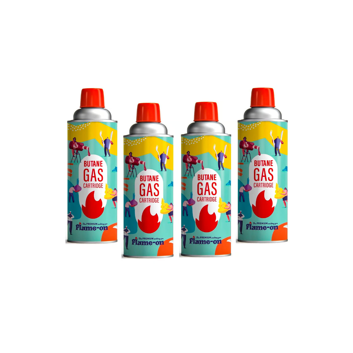 Flame On Butane Gas Cartridge 4 Pieces