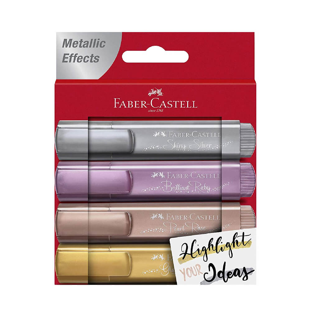 Faber-Castell 4Piece Water Based Metallic Highlighter Set Multicolour