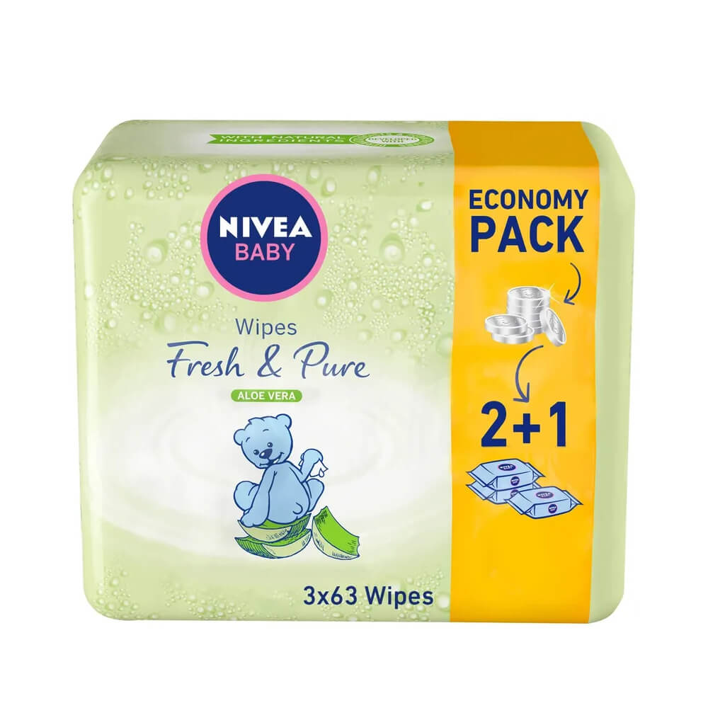 Nivea Baby Wipes Fresh & Pure 63's 2+1 Free
