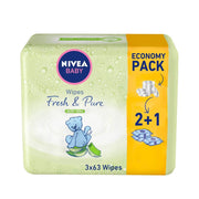 Nivea Baby Wipes Fresh & Pure 63's 2+1 Free