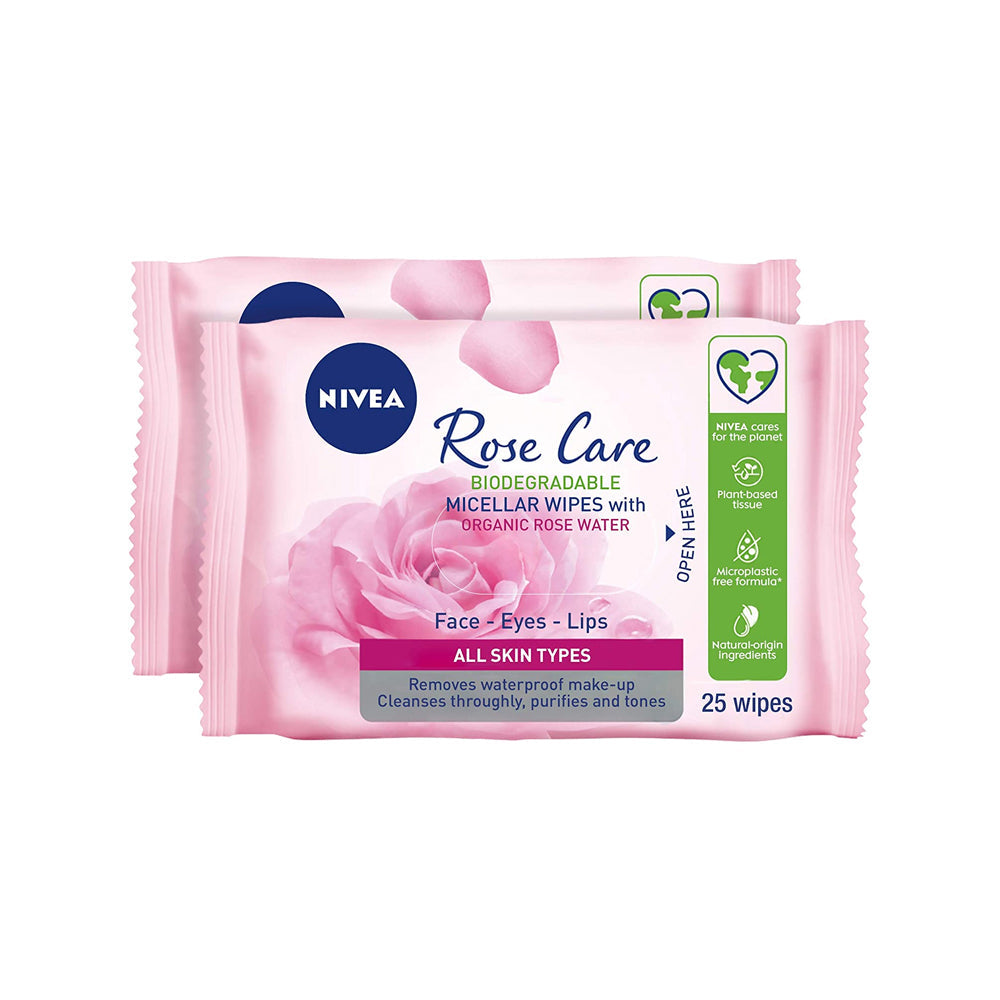 Nivea Face 3N1 Rose Water Wipes 25s 1+1FREE
