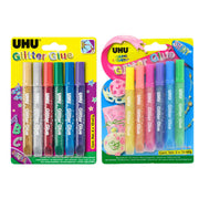 UHU Glitter Glue Original + Shiny 6x10Ml