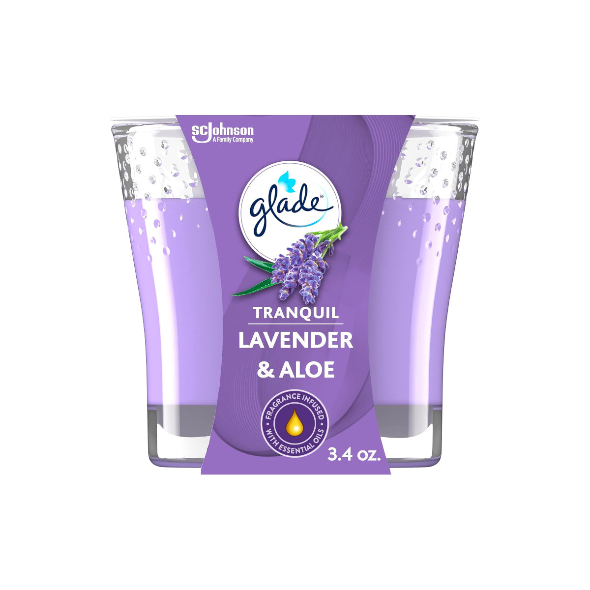 Glade Tranquil Lavender & Aloe Air Freshener Candle 3.4Oz