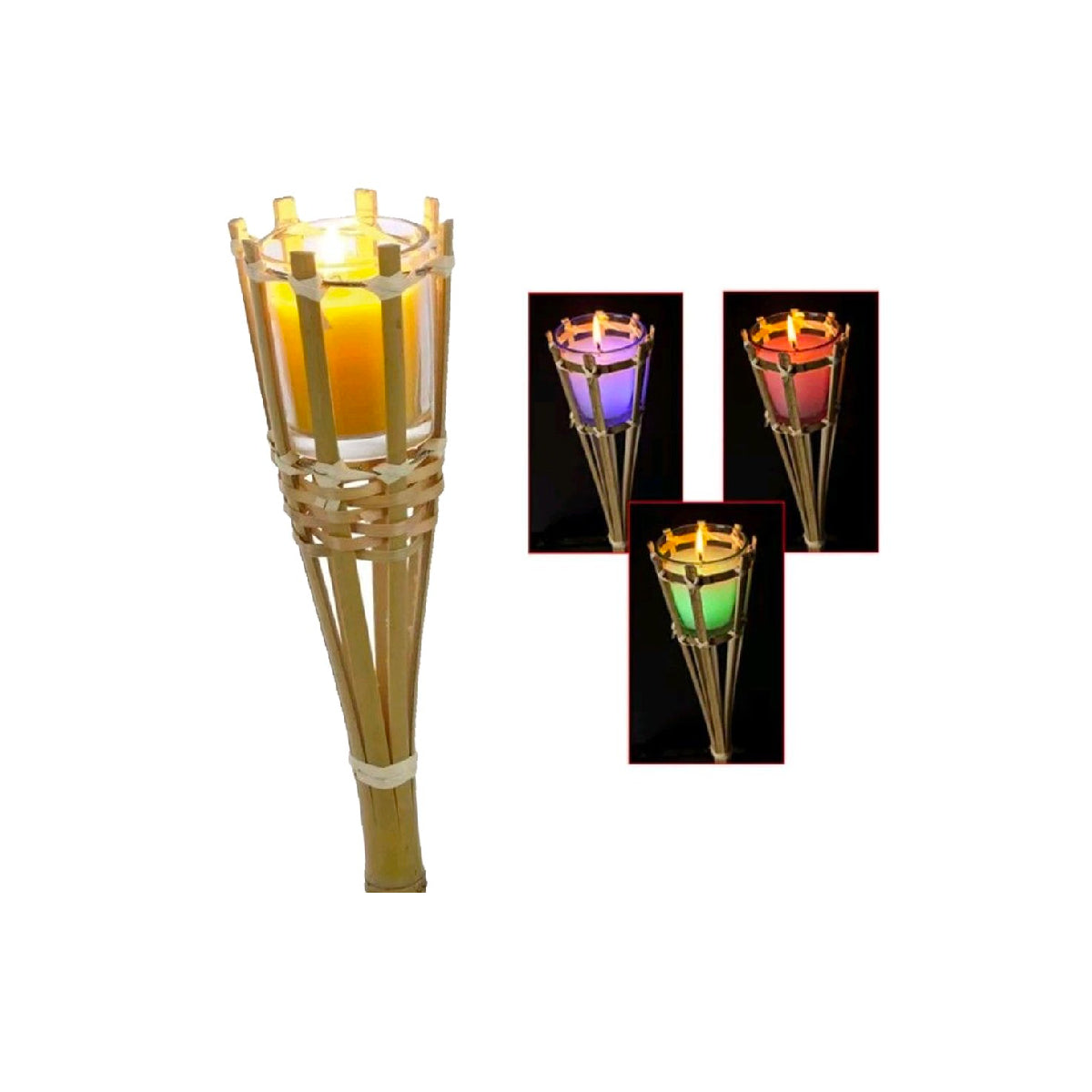 LP Outdoor Citronella Candle With Bamboo Stick Assorted Colours 1 PC