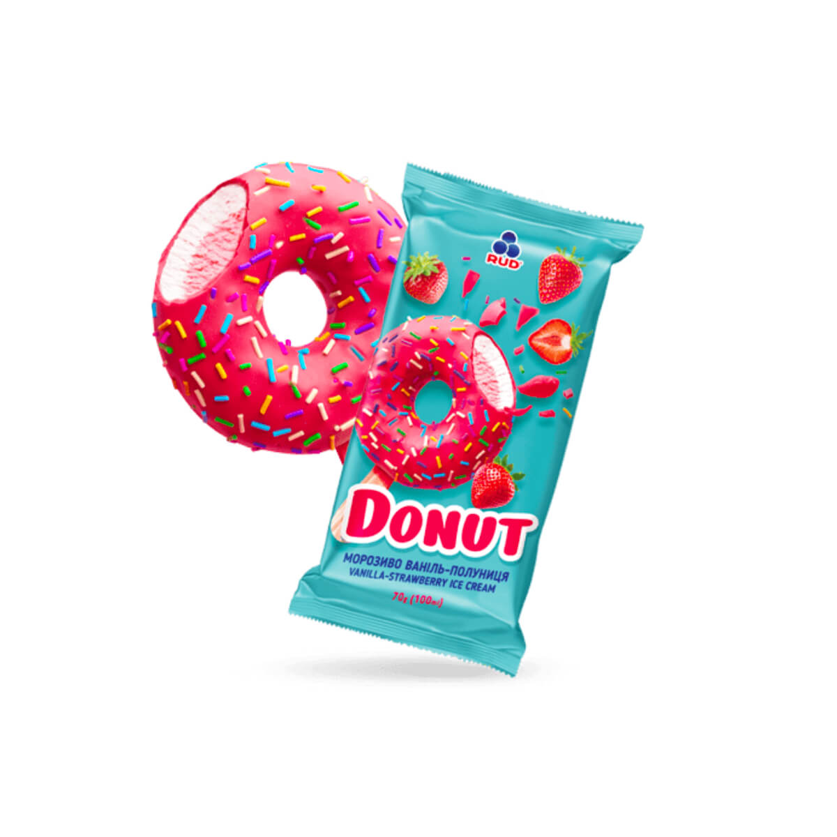 Rud Donut Vanilla & Strawberry Ice Cream 70g