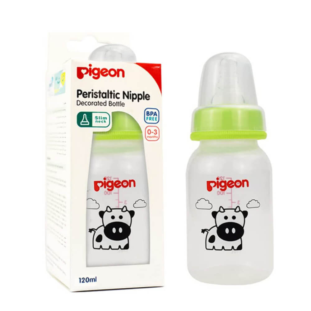 Pigeon Decorated Plastic Slim Neck Feeding Bottle 120ml
