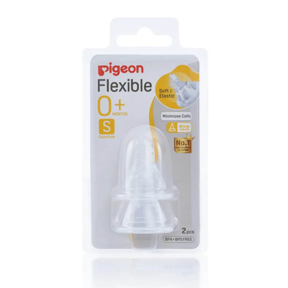 Pigeon Slim Neck Peristaltic Nipple (S) 2Pc