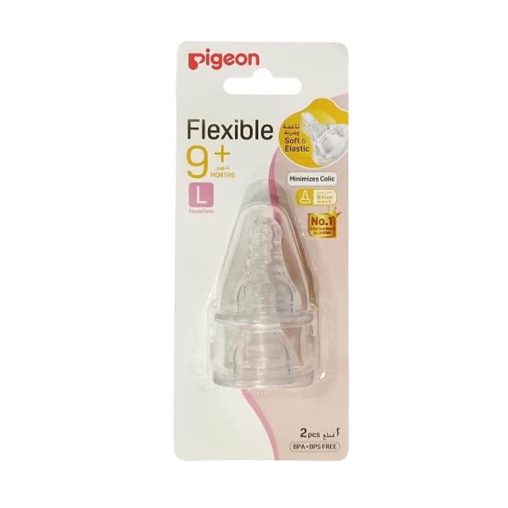 Pigeon Slim Neck Peristaltic Nipple (L) 2Pc