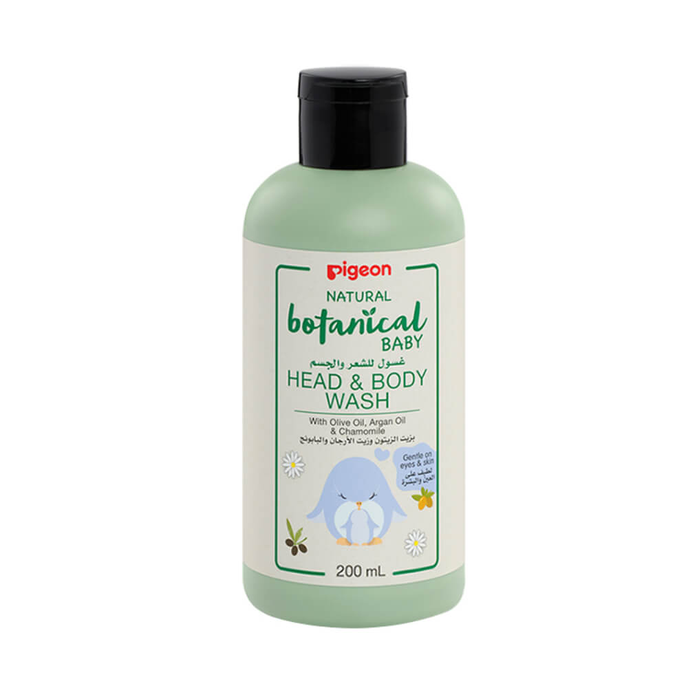 Pigeon Natural Botanical Baby Head & Body Wash With Olive Oil , Argan Oil & Chamomile 200ml