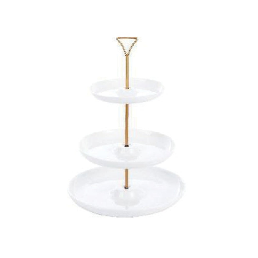 3 Tier Round Plate With Gold Stand 7 & 9 & 11 Inch