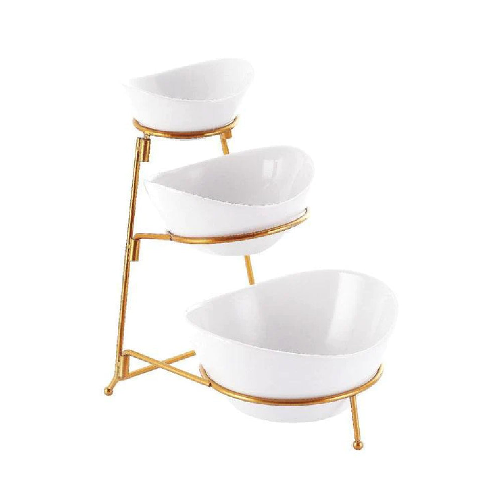 Serving Set With Stand Gold 13+15+18Cm