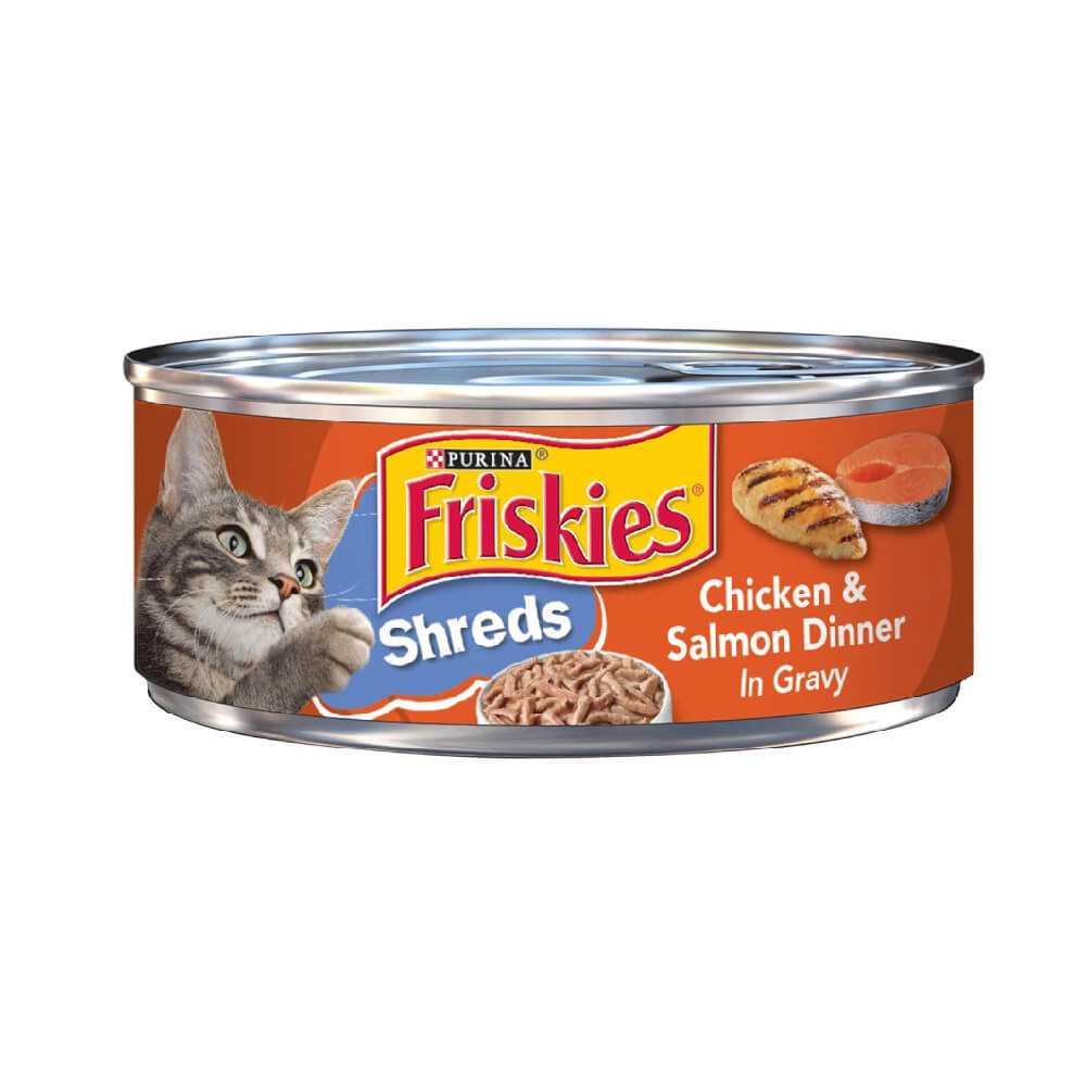 Purina Friskies Shred Chicken & Salmon Dinner In Gravy Wet Cat Food 156gm