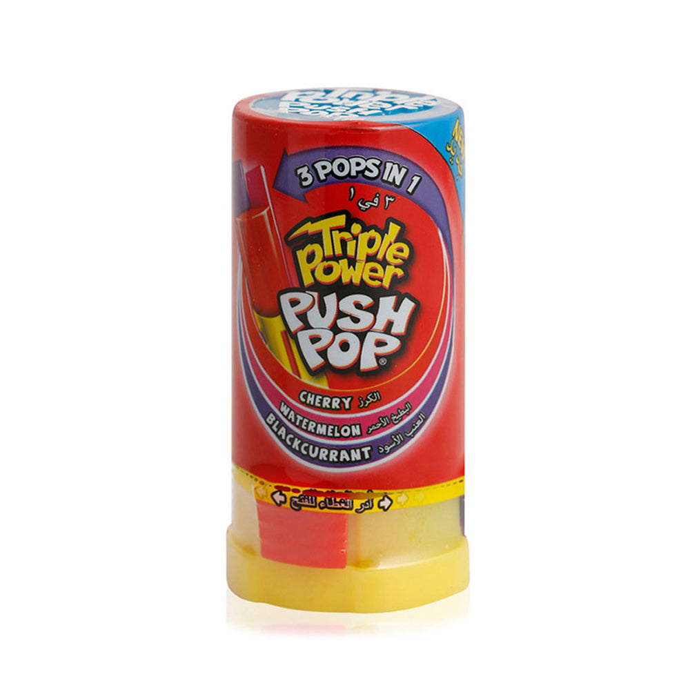 Bazooka Triple Power Push Pop Watermlon&Cherry 34G