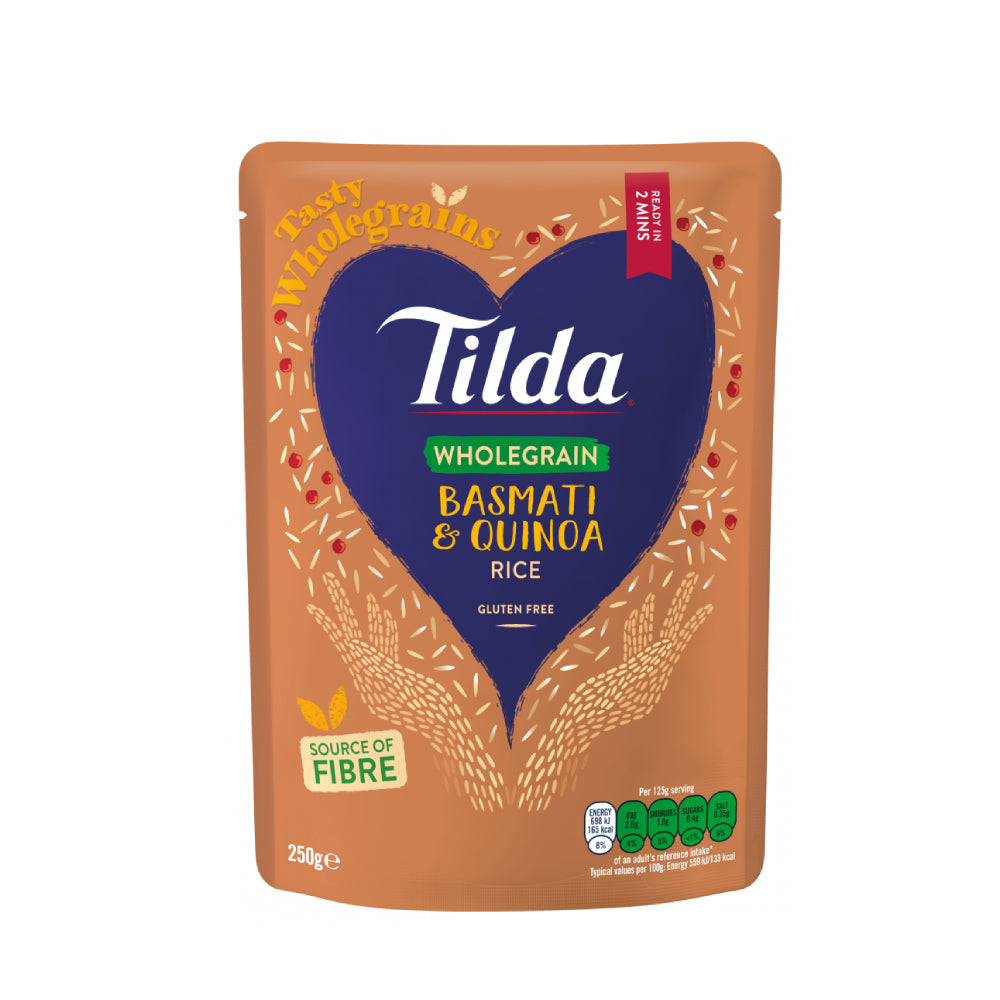 Tilda Steamed Wholegrain Basmati & Quinoa Rice Gluten Free 250gm