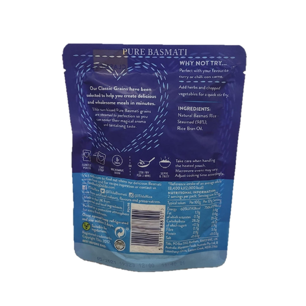 Tilda Pure Steamed Basmati Rice Gluten Free 250gm
