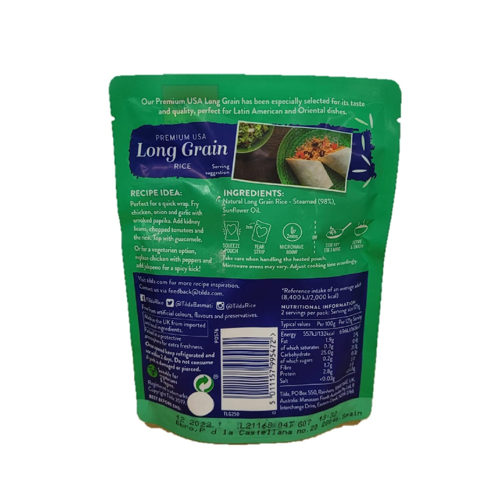 Tilda Steamed Long Grain Rice Gluten Free 250gm