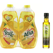 Afia Corn Oil 2x1.5L + Olive Oil 250ml Free