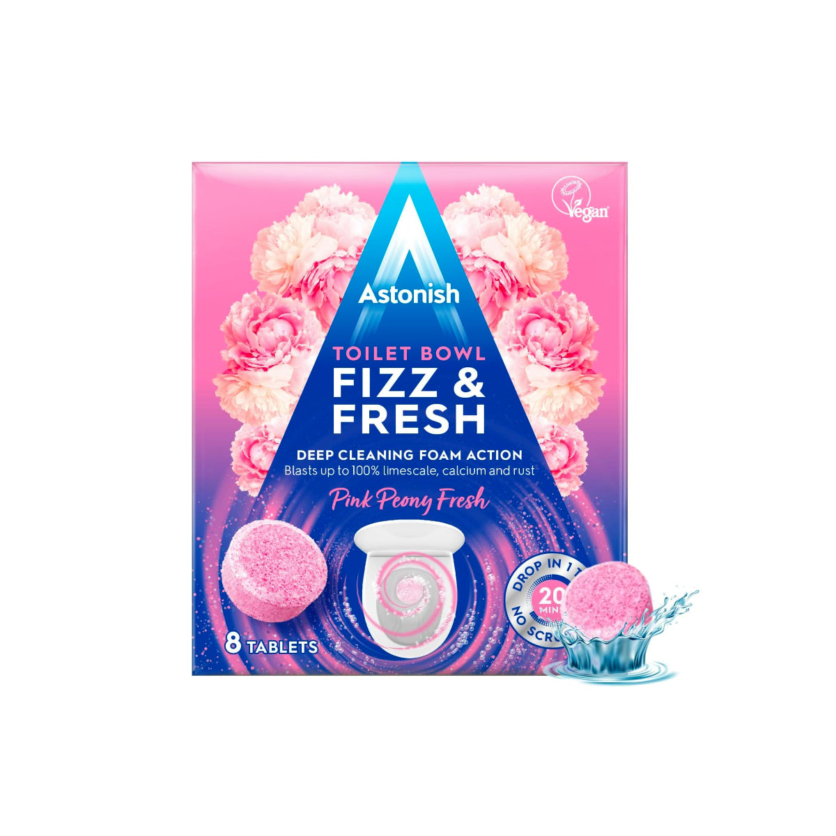 Astonish Pink Peony Fresh Toilet Bowl Fizz & Fresh 8 Tablets