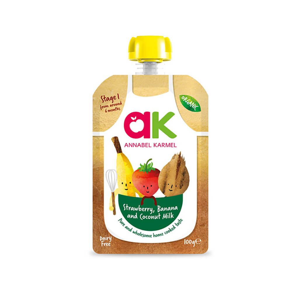 AK Org Strawberry, Banana&Coconut Milk Puree 100G