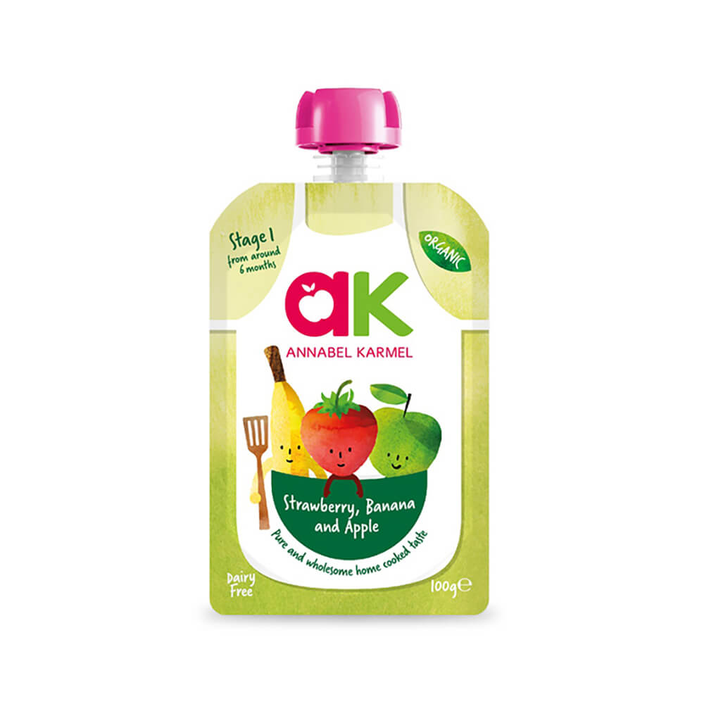 AK Org Strawberry, Banana & Apple Puree 100G